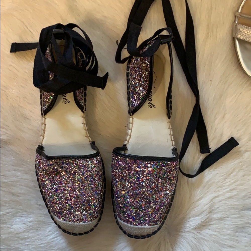 Free People glitter espadrille flats. Worn once